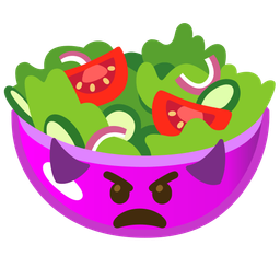 green salad and angry face with horns