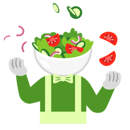 green salad and clown face