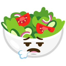 green salad and face exhaling