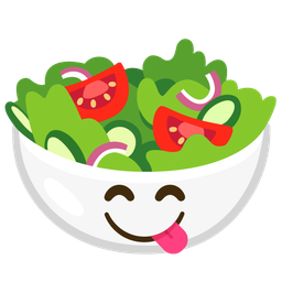 Green salad and Face savoring food