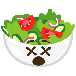 green salad and face with crossed-out eyes