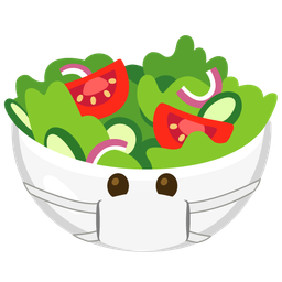 green salad and face with medical mask