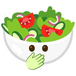 green salad and face with open eyes and hand over mouth
