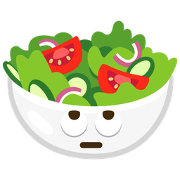 green salad and face with rolling eyes