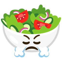 green salad and face with steam from nose