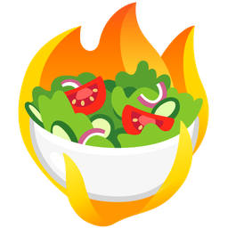 green salad and fire