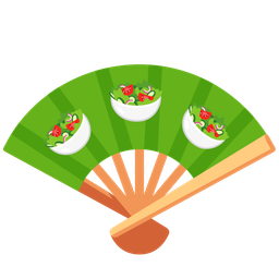 green salad and folding hand fan
