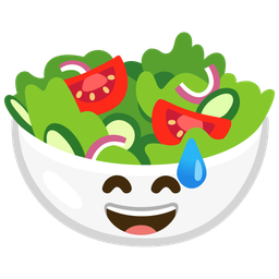 Green salad and Grinning face with sweat