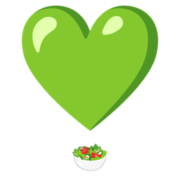 green salad and heart exclamation