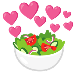 green salad and heart with arrow