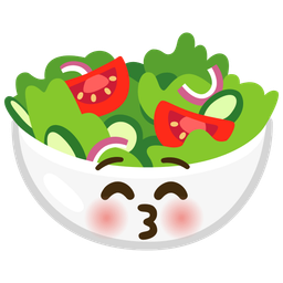 Green salad and Kissing face with closed eyes