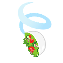 green salad and leaf fluttering in wind