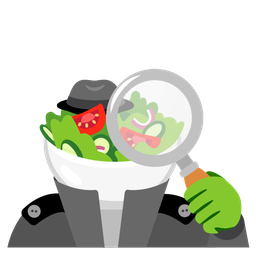 green salad and magnifying glass tilted right