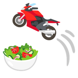green salad and motorcycle