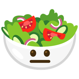 green salad and neutral face