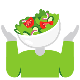 green salad and person shrugging