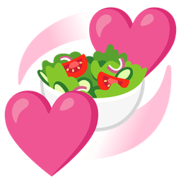 green salad and revolving hearts