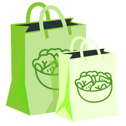 green salad and shopping bags