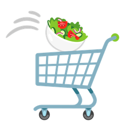 green salad and shopping cart