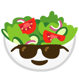 green salad and smiling face with sunglasses