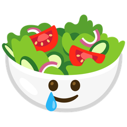 Green salad and Smiling face with tear