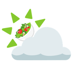 green salad and sun behind cloud