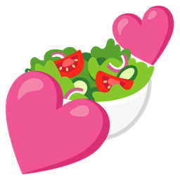 green salad and two hearts
