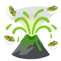 green salad and volcano