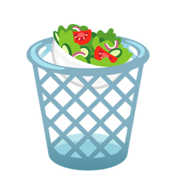 green salad and wastebasket