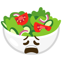 green salad and weary face