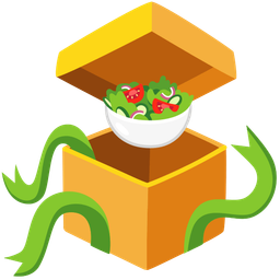 green salad and wrapped gift