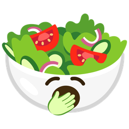 green salad and yawning face