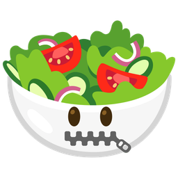 green salad and zipper-mouth face