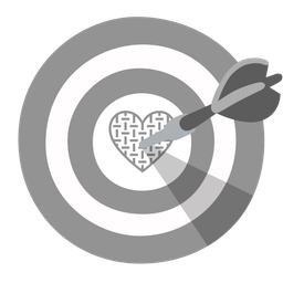 grey heart and bullseye