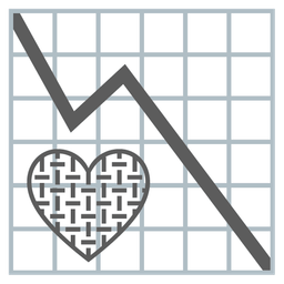 grey heart and chart decreasing