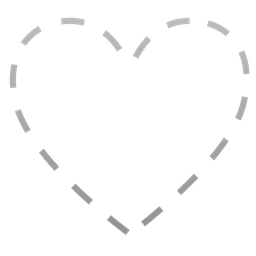 grey heart and dotted line face