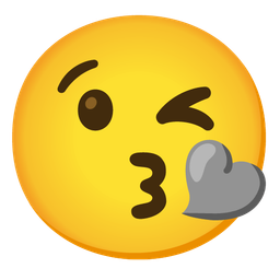 Grey heart and Face blowing a kiss