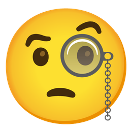 grey heart and face with monocle