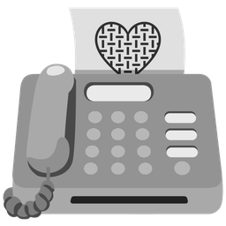 grey heart and fax machine