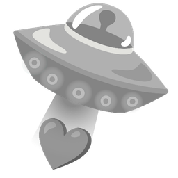 grey heart and flying saucer