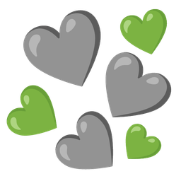 grey heart and green heart
