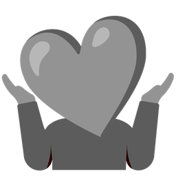 grey heart and person shrugging