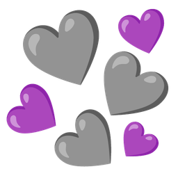 grey heart and purple heart