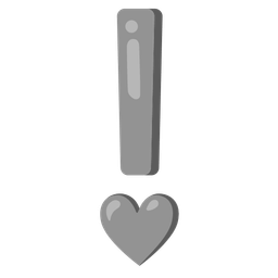 grey heart and red exclamation mark