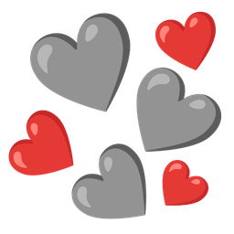 grey heart and red heart