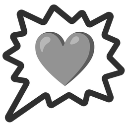 grey heart and right anger bubble