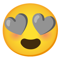 grey heart and smiling face with heart-eyes