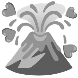 grey heart and volcano