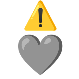 grey heart and warning