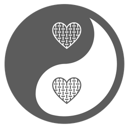 grey heart and yin yang